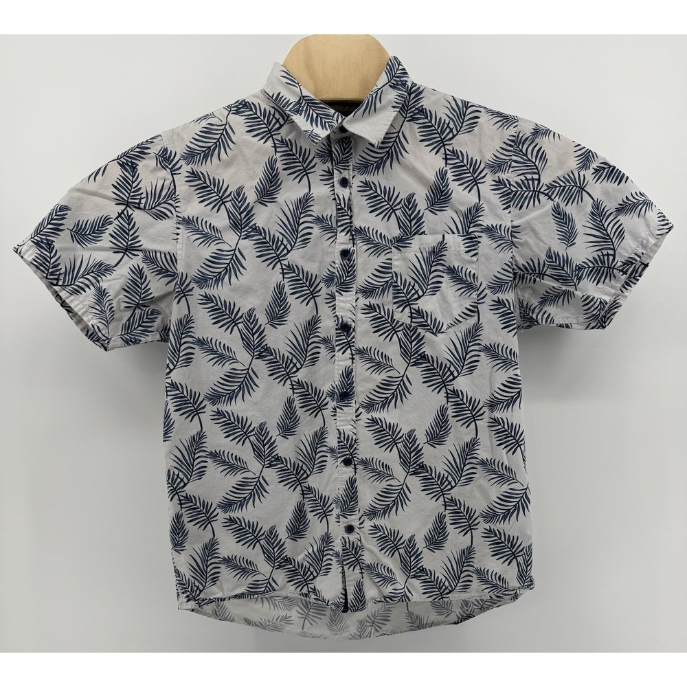 Indigo Star Hawaiian Shirt Men's Size L Cotton Relaxed Fit Floral Tropical Aloha